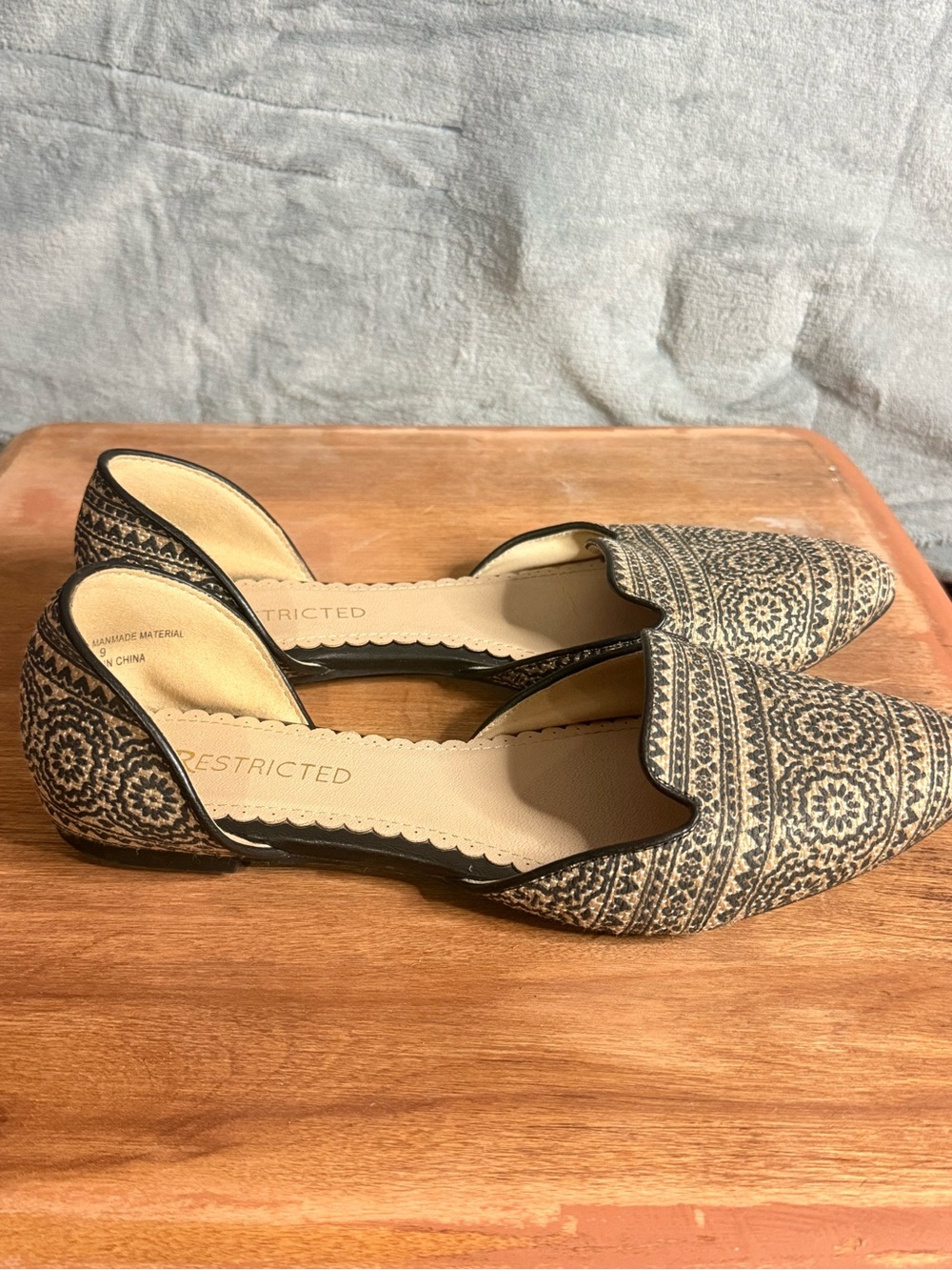 Restricted Black & Cream Patterned D'Orsay Loafers